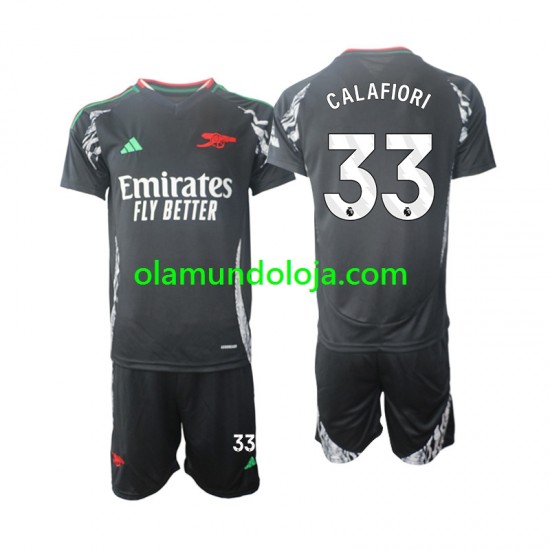 Camisola Arsenal Calafiori 33 Criança Equipamento Segundo 2024-2025 Manga Curta